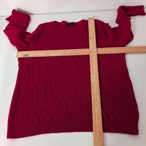 Talbots Cable Knit Sweater Womens Size XL Red Lambswool Blend Button Detail Knit - Picture 7 of 9